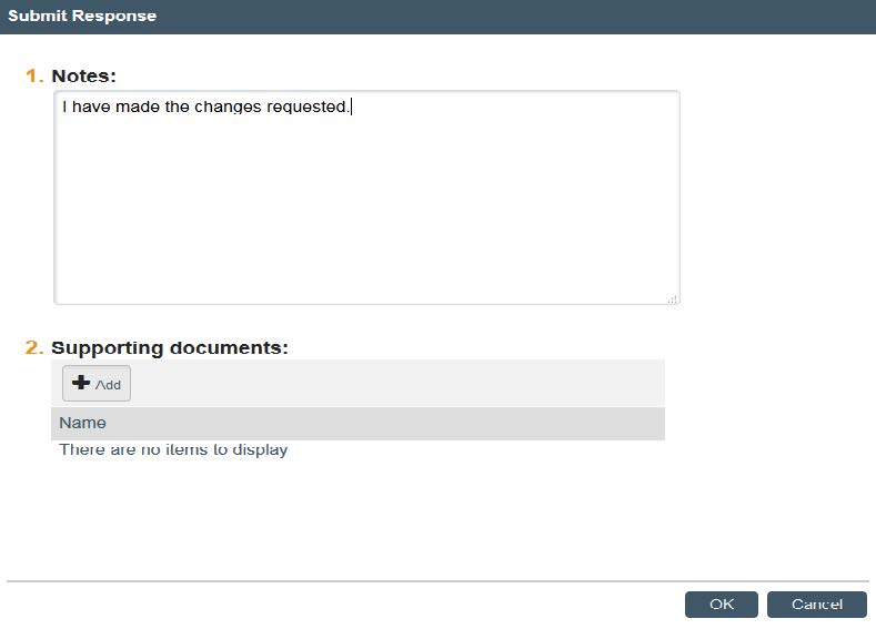 Screenshot showing to fill out any needed fields and click OK in KU&#039;s eCompliance system