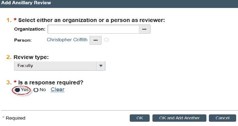 Screenshot showing to select yes for is a response required section in KU&#039;s eCompliance system