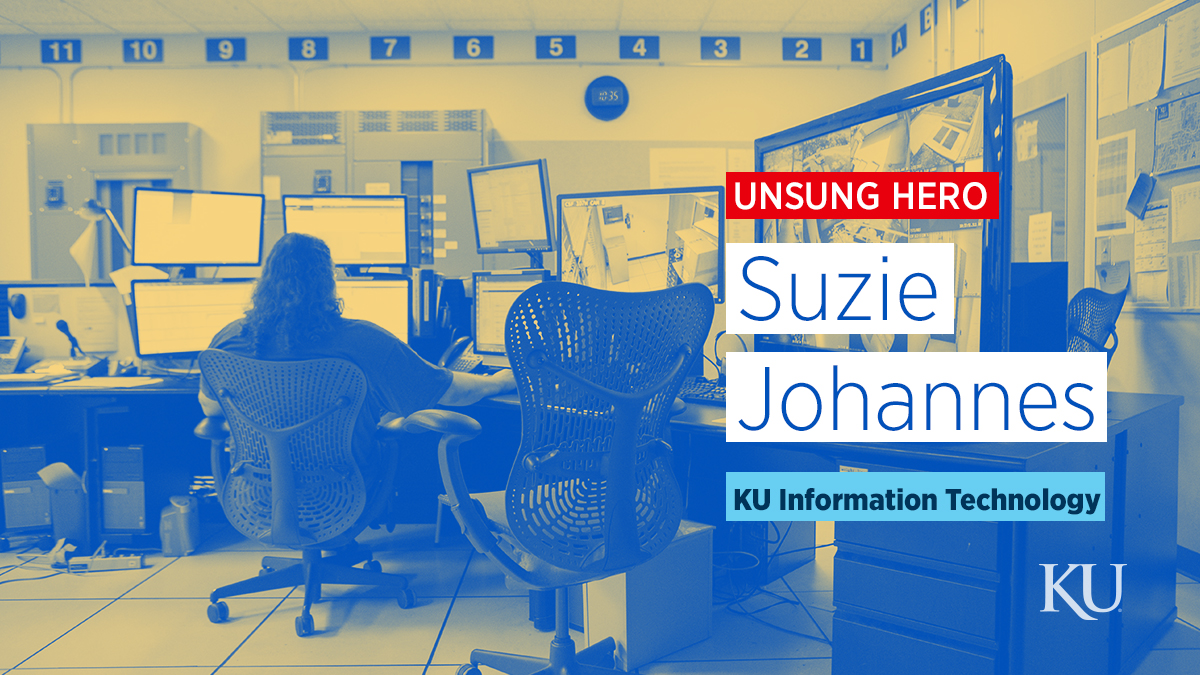"Photo with caption "Unsung Hero Suzie Johannes. KU Information Technology.""