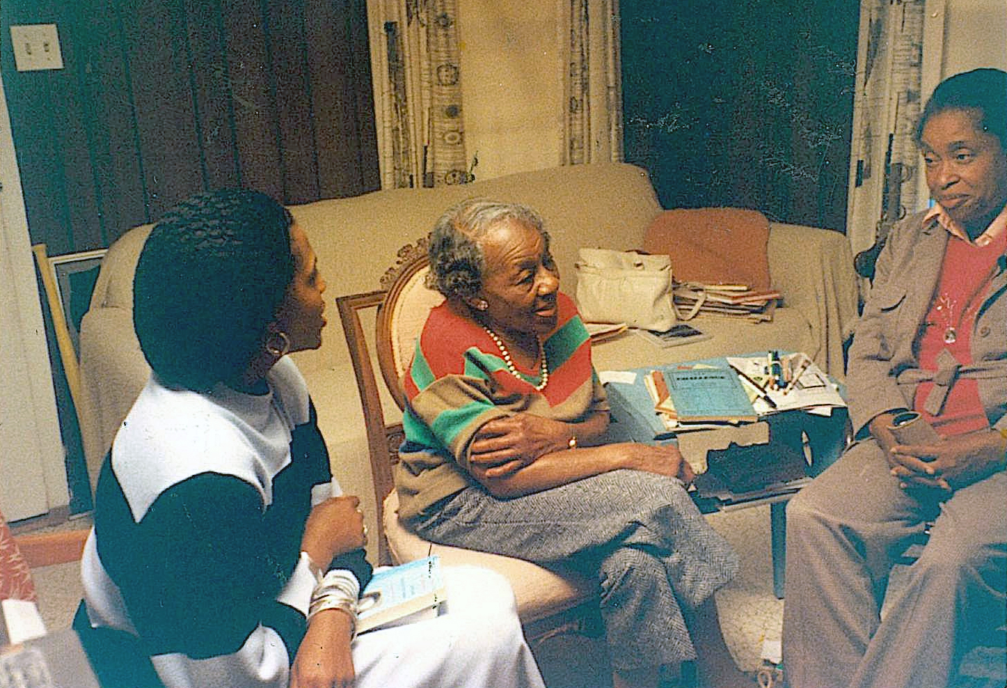 Maryemma Graham, left, facilitated the only meeting between the last surviving member of the Harlem Renaissance writers, Dorothy West, center, and well-known poet and novelist Margaret Walker.