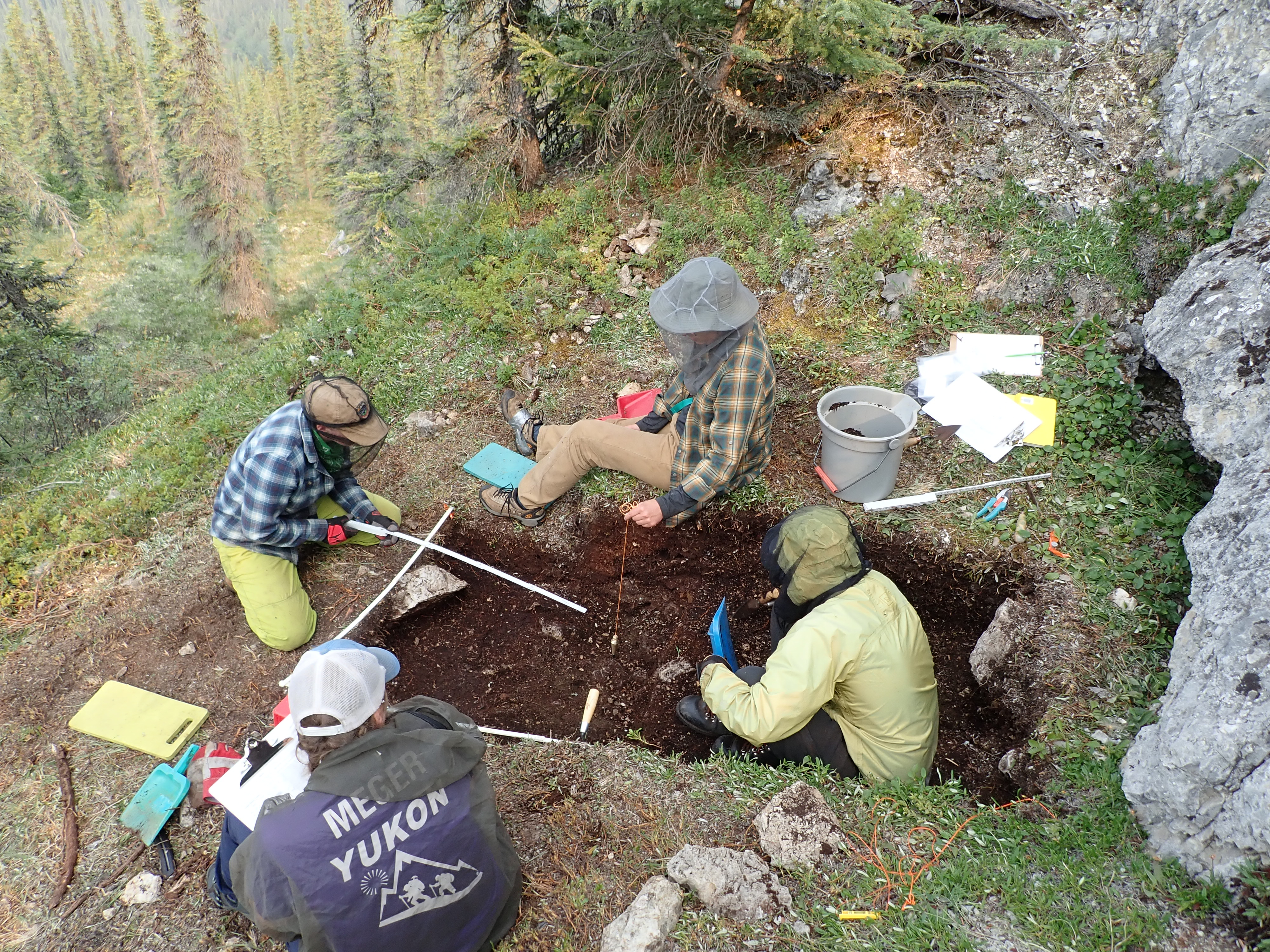 "KU Odyssey research team excavates at the Bluefish Caves archaeological site in the Yukon territory of Canada."