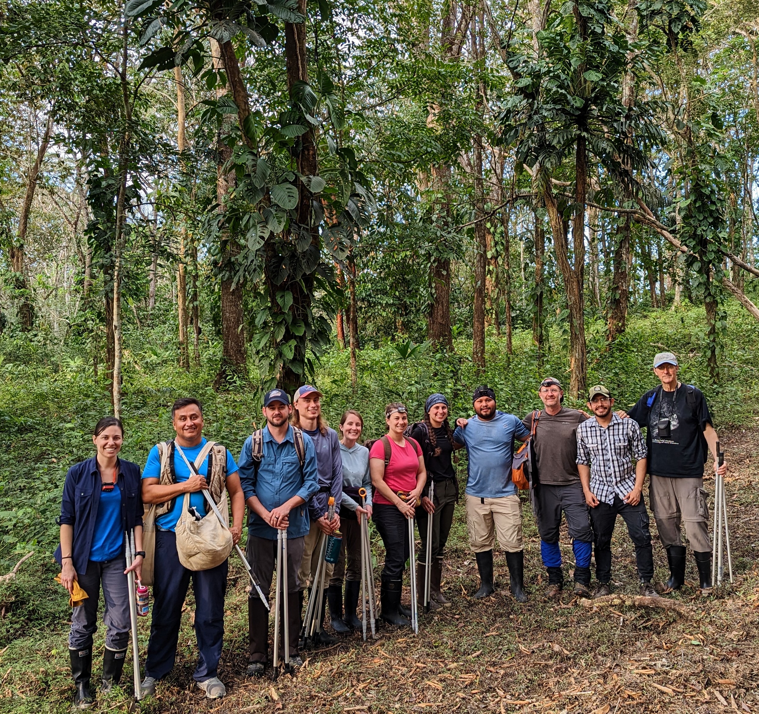 "Researchers across multiple institutions pictured in the rainforest in the Darién Province of Panamá"